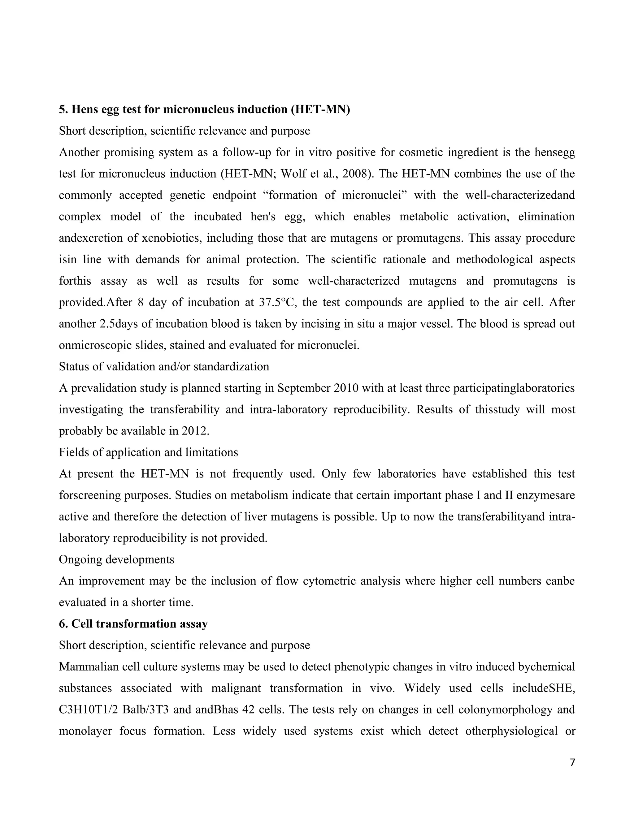 carcinogenecity tests