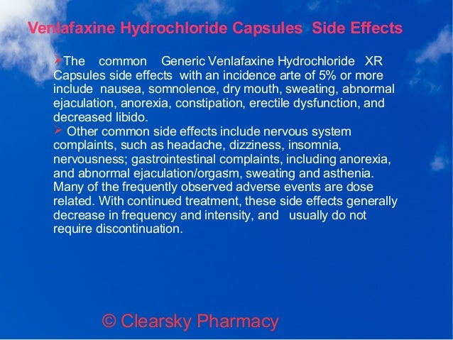 Venlor Venlafaxine Side Effects