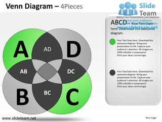 Venn diagram 4 pieces powerpoint presentation templates. | PDF