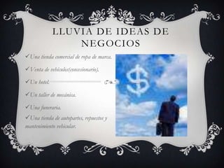 LLUVIA DE Ideas de negocios,[object Object],[object Object]