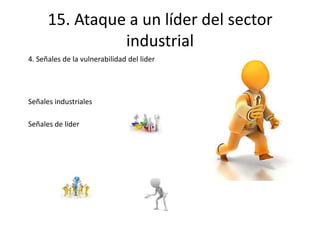 15. Ataque a un líder del sector
                industrial
4. Señales de la vulnerabilidad del lider




Señales industriales

Señales de lider
 