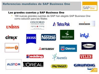 Referencias mundiales de SAP Business One


   Las grandes cuentas y SAP Business One
      100 nuevas grandes cuentas de SAP han elegido SAP Business One
       como solución para las filiales
 
