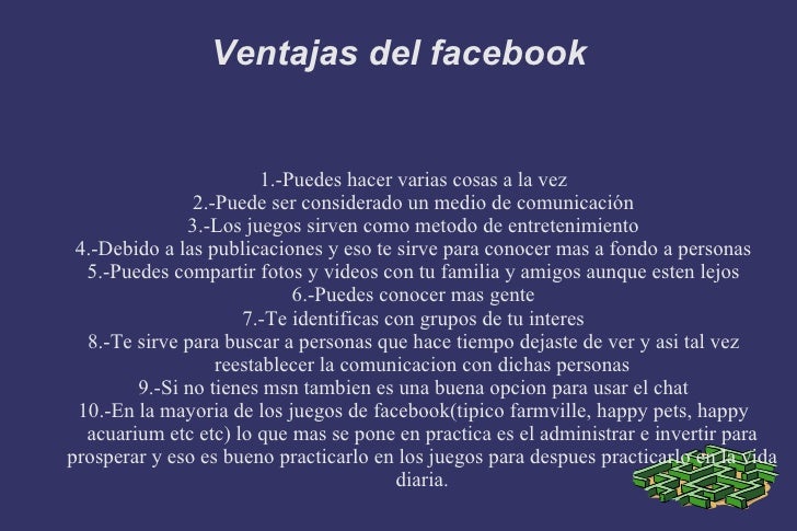 Ventajas del facebook Ventajas del facebook