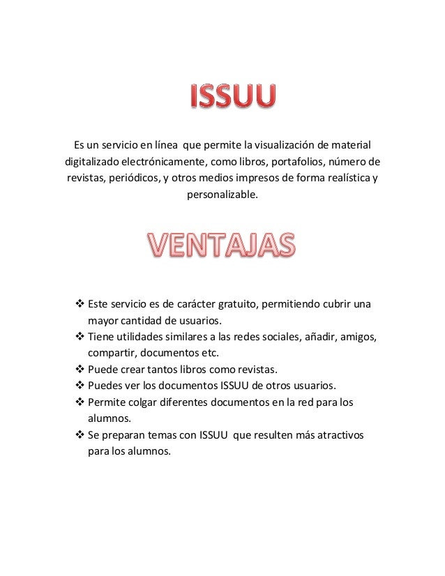 Ventajas Y Desventajas De Issuu Y Scrib Ventajas Y Desventajas De Issuu Y Scrib
