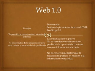 Ventajas y desventajas de la web 1.0 , 2.0 y 3.0 | PPTX