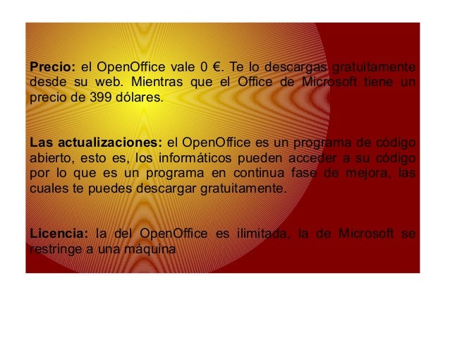 Ventajas y desventajas de openoffice