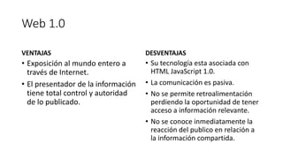 Ventajas y desventajas de web 1.0 , 2.0 y 3.0 | PPTX