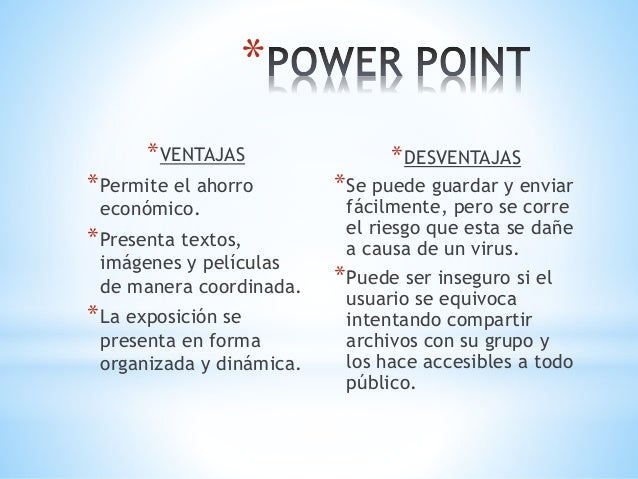 Resultado de imagen para power point ventajas y desventajas