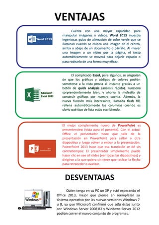 Ventajas y desventjas de Office2013