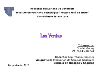 República Bolivariana De Venezuela
Instituto Universitario Tecnológico “Antonio José de Sucre”
Barquisimeto Estado Lara
Barquisimeto, 2017
 