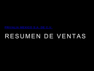 RESUMEN DE VENTAS
PRIVALIA MEXICO S.A. DE C.V.
 