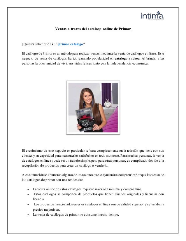 Ventas a traves del catalogo online de Primor.