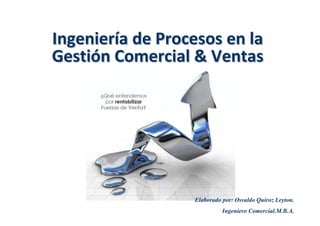Ingeniería de Procesos en la
Ingeniería
Gestión Comercial & Ventas
Gestión




                  Elaborado por: Osvaldo Quiroz Leyton.
                            Ingeniero Comercial.M.B.A.
 