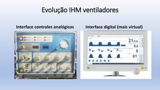 Evolução IHM ventiladores
Interface controles analógicos Interface digital (mais virtual)
 