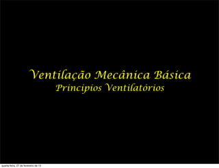 Ventilação Mecânica Básica
                                      Princípios Ventilatórios




quarta-feira, 27 de fevereiro de 13
 