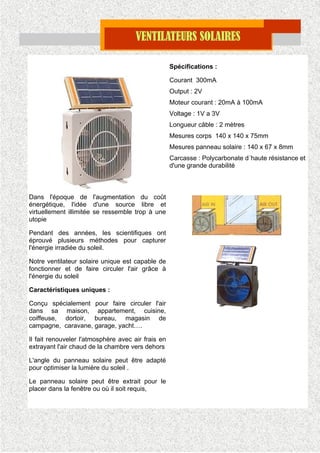 Ventilateur solaire et ventilateur extracteur - Ventilateurs