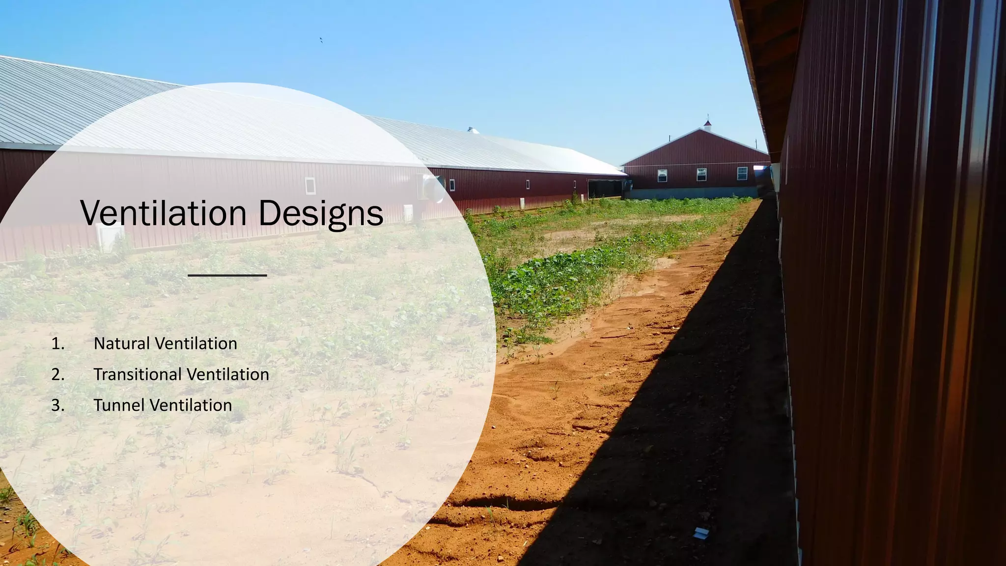 Ventilation Designs
1. Natural Ventilation
2. Transitional Ventilation
3. Tunnel Ventilation
 