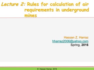 Ventilation of underground mine