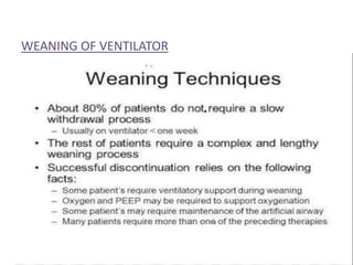 WEANING OF VENTILATOR
 