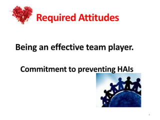 Required Attitudes
Being an effective team player.
Commitment to preventing HAIs
4
 
