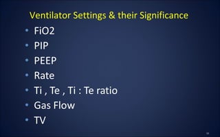 Ventilator Settings & their Significance
 