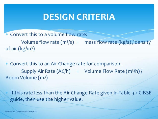 to flow kg/s m3/s air Ventilation Rate, Sizing Proper Accessories and