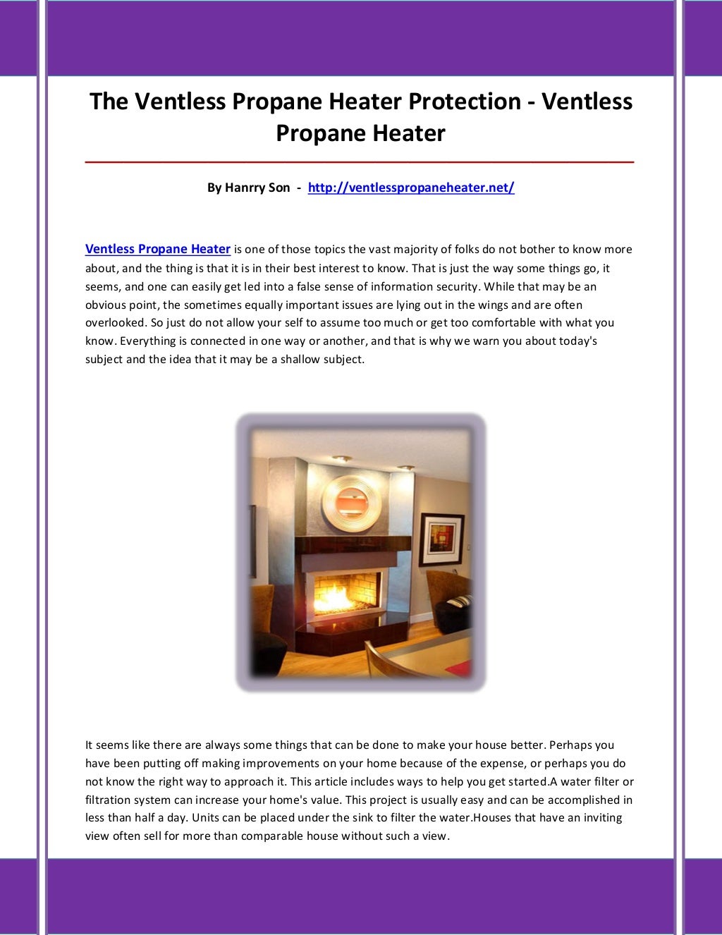 Ventless propane heater