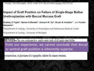 From our experience, we cannot conclude that dorsal
or ventral graft position is inherently superior.
 