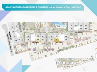 APARTAMENTO GARDEN DE 2 QUARTOS - Área Privativa Total : 64,14 m²APARTAMENTO GARDEN DE 2 QUARTOS - Área Privativa Total : 64,78 m²
 