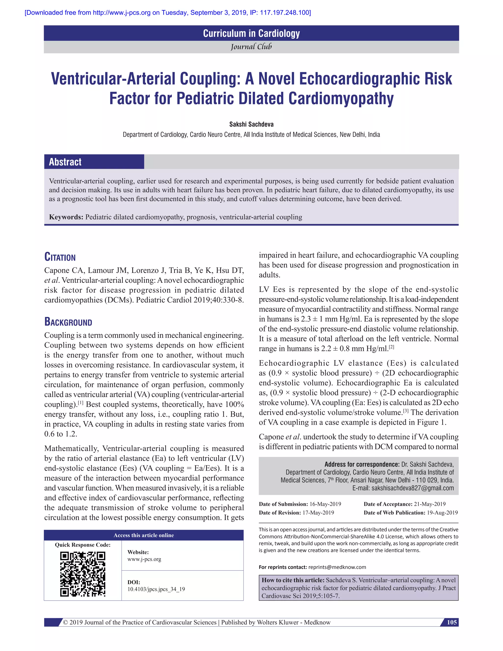 Ventricular arterial coupling | PDF