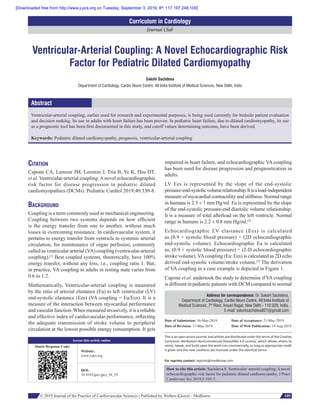 Ventricular arterial coupling | PDF