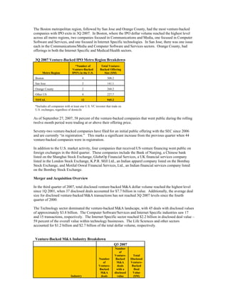 Venture-Backed Exits Q3 07  