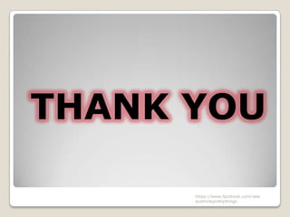 THANK YOU

      https://www.facebook.com/ialw
      aysthinkprettythings
 