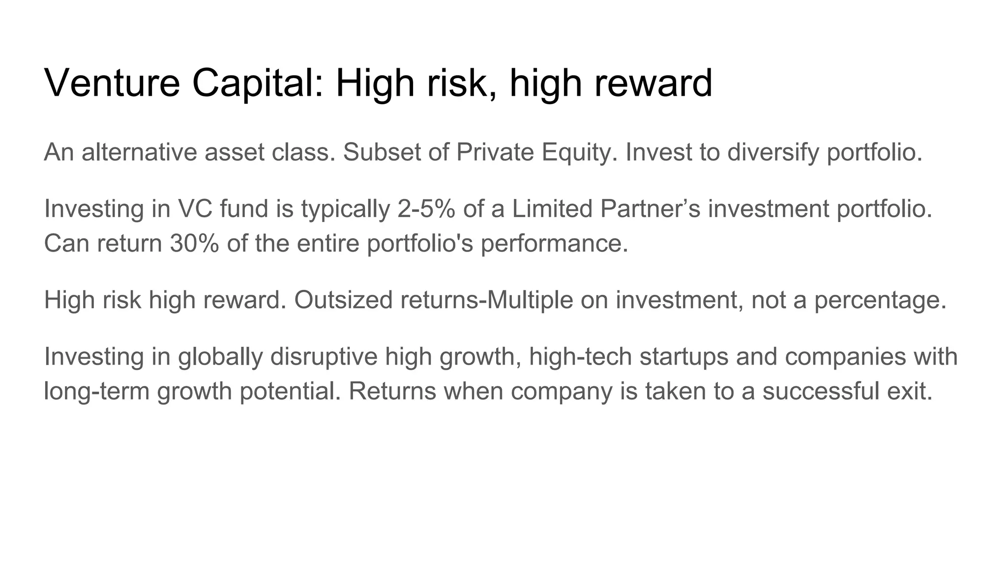 Venture capital: General intro risk reward and operations | PDF