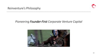 13
Reinventure’s Philosophy
Pioneering Founder-First Corporate Venture Capital
 