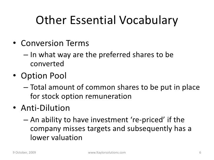 Anti dilutive stock options