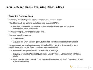 13Kauffman Fellows | Venture Debt
Formula Based Lines - Recurring Revenue lines
Recurring Revenue lines
Financing provide...