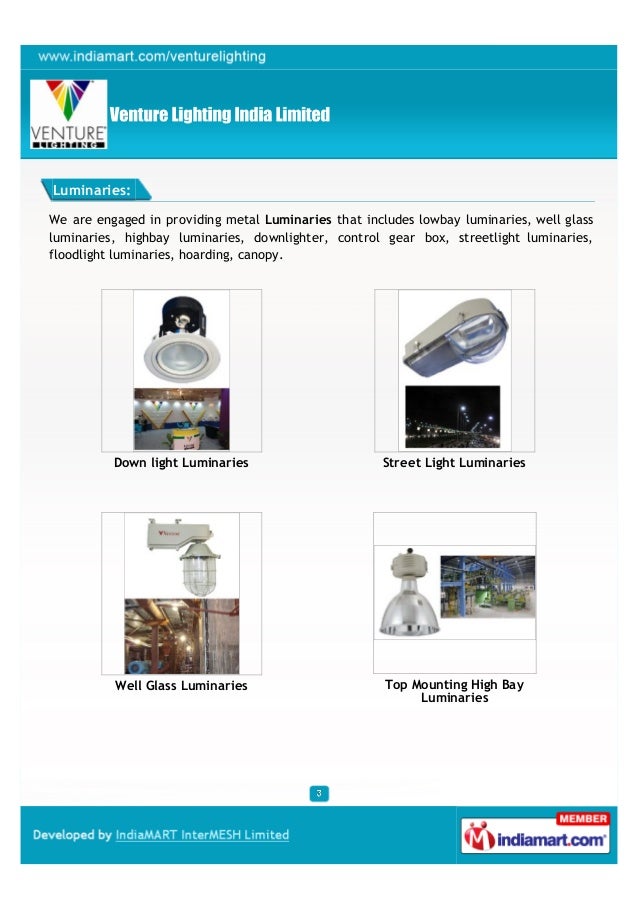 Venture Lighting India Limited, Chennai, Luminaries