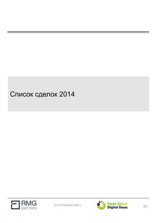В СОТРУДНИЧЕСТВЕ С
Список сделок 2014
33
 