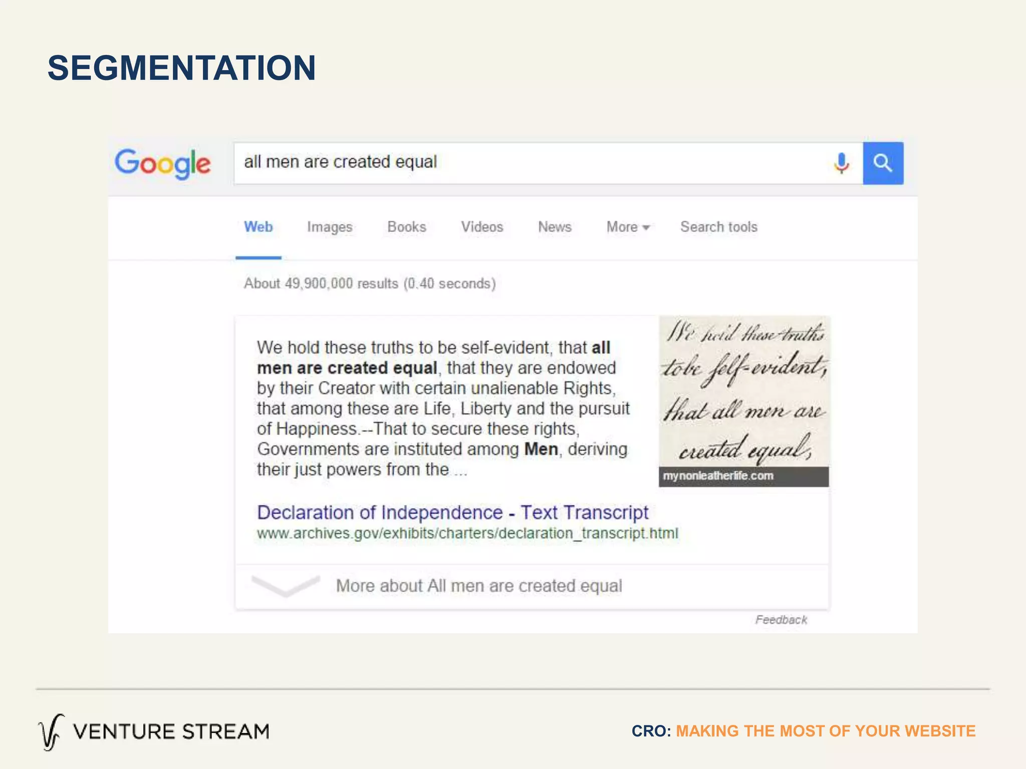 SEGMENTATION
CRO: MAKING THE MOST OF YOUR WEBSITE
 