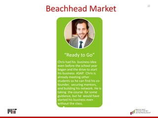 Beachhead Market
“Ready to Go”
Chris had his business idea
even before the school year
began and the drive to start
his bu...