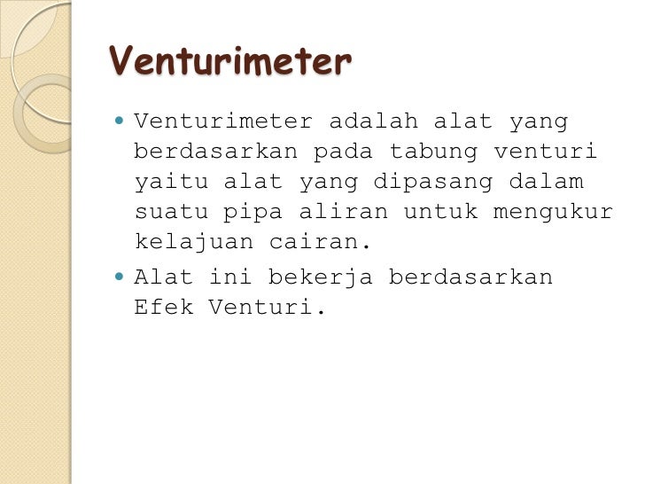 Rumus venturi meter Rumus venturi meter
