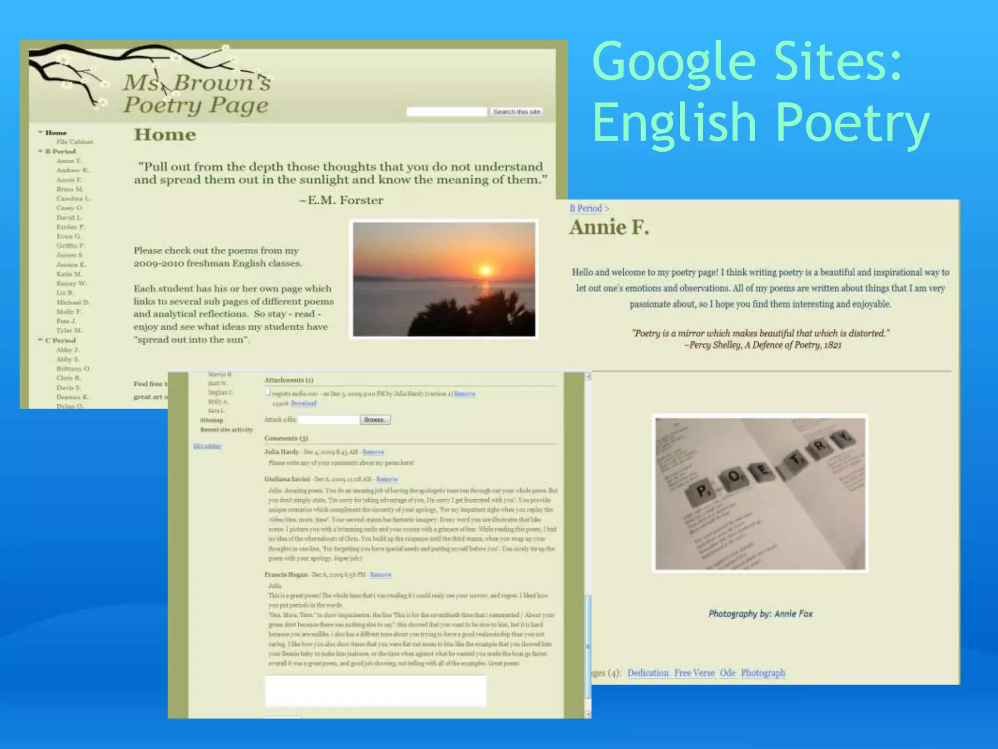 Google Sites: 
English Poetry 
 