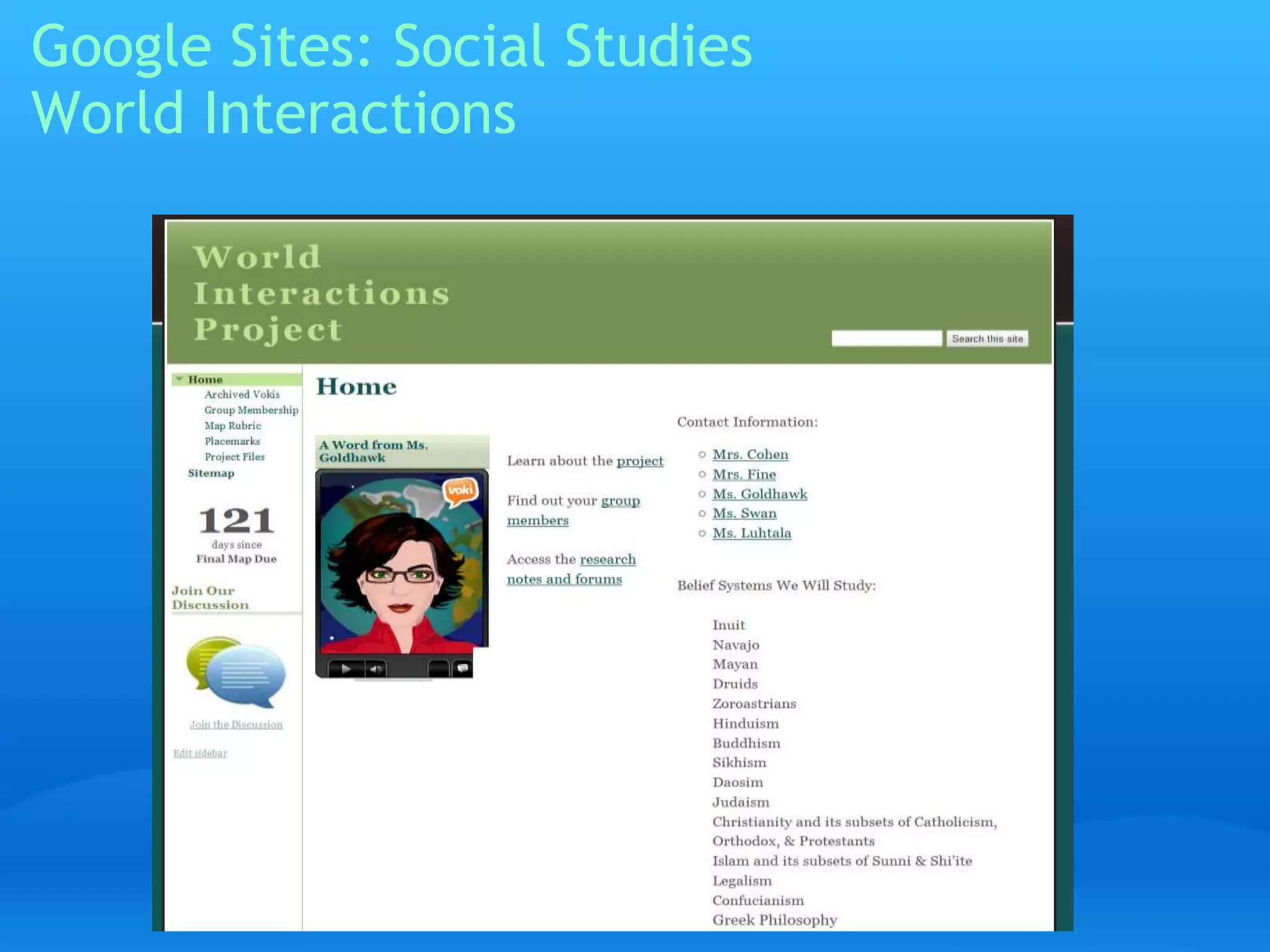 Google Sites: Social Studies 
World Interactions 
 