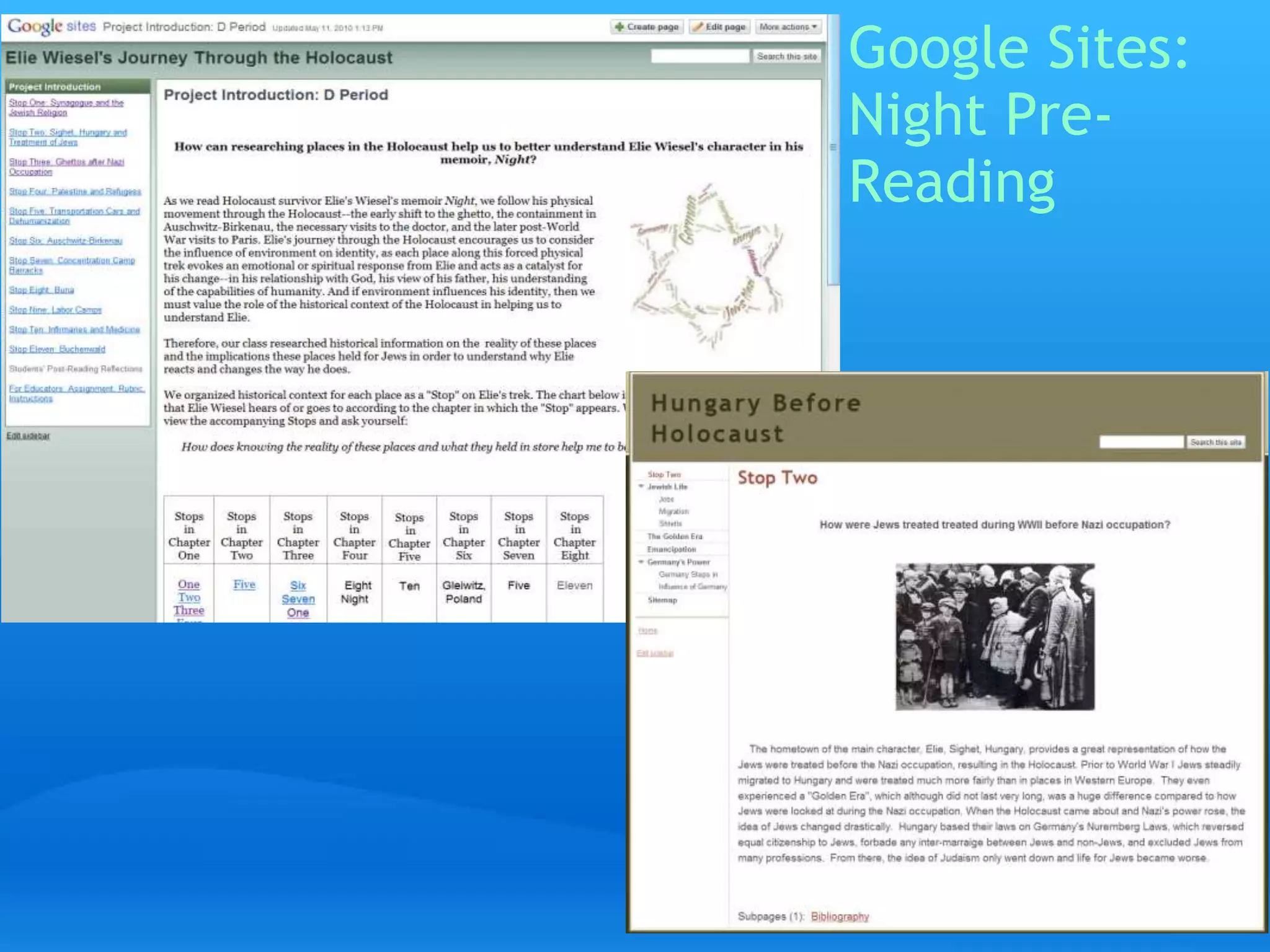 Google Sites: 
Night Pre- 
Reading 
 