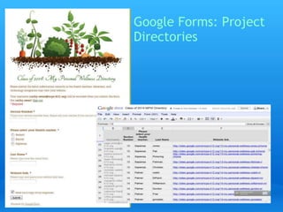 Google Forms: Project 
Directories 
 