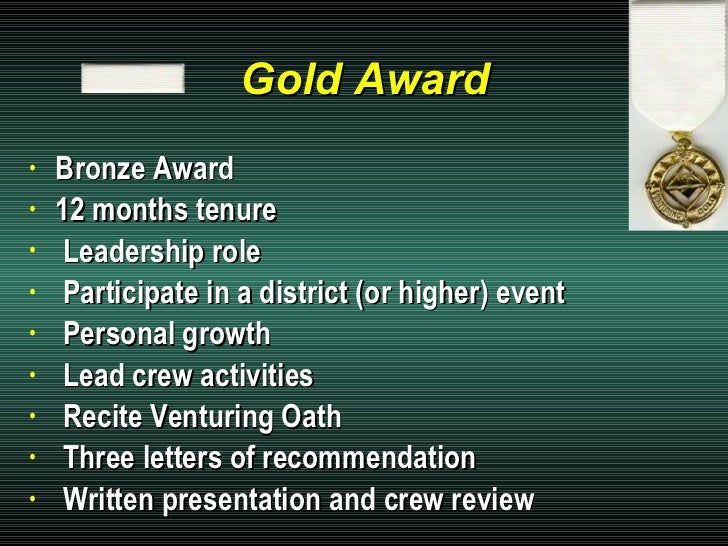 venturing leaders specific training venturing gold award letter of recommendation