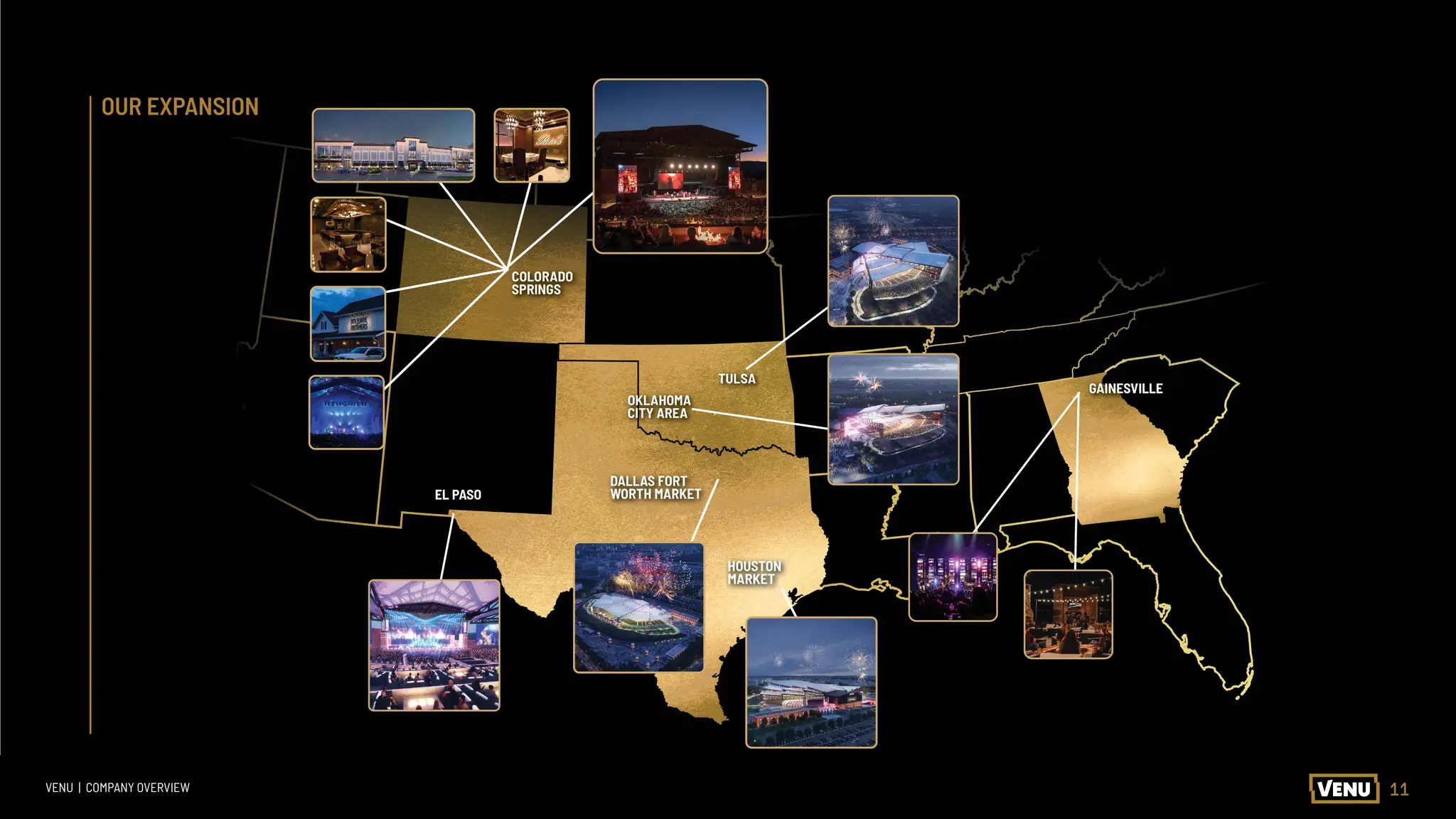 11
VENU | COMPANY OVERVIEW
OUR EXPANSION
 