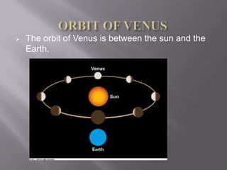    The orbit of Venus is between the sun and the
    Earth.
 