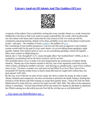 Venus And Adonis | PDF